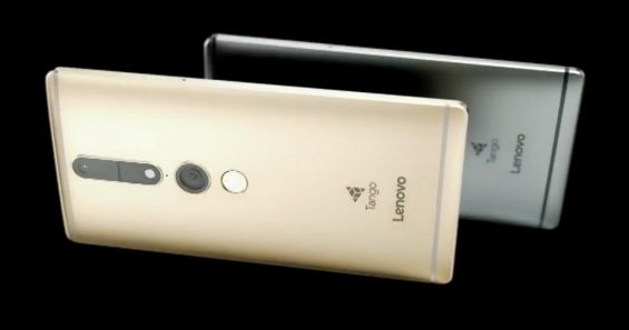 Два смартфона Lenovo Phab 2 Pro на чёрном фоне