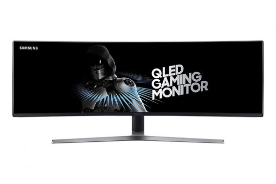 Samsung CHG90 QLED Gaming Monitor на белом фоне