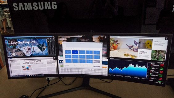 Отображение нескольких приложений на Samsung CHG90 QLED Gaming Monitor