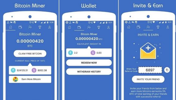 Как выглядит приложение Free Bitcoin Miner Earn BTC