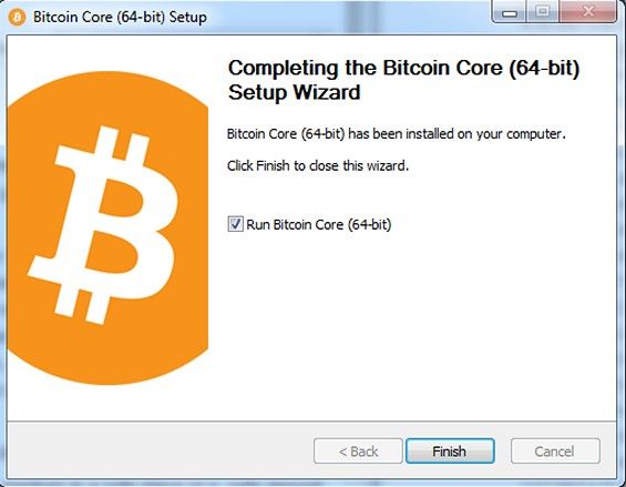 Завершение установки Биткоин кошелька