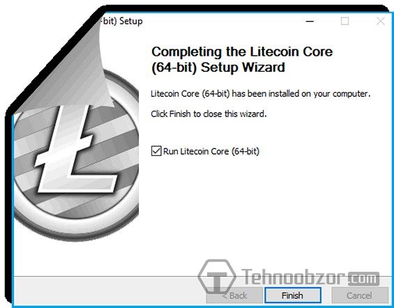 Завершение установки кошелька Litecoin