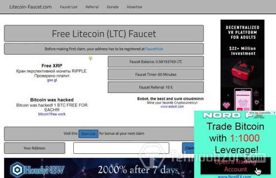 Как выглядит кран Litecoin-faucet