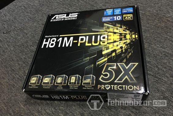 Упаковка с материнской платой Asus H81M-Plus