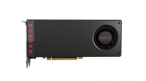 Видеокарта AMD Radeon RX 480 на 4 Гб на белом фоне