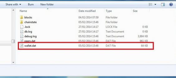 Файл wallet.dat на компьютере пользователя