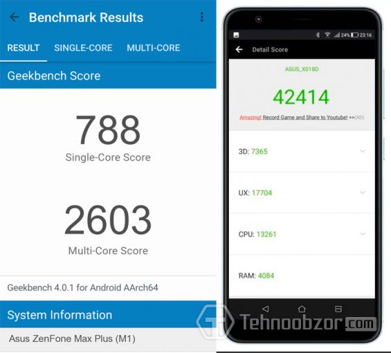 Производительность ASUS ZenFone Max Plus M1