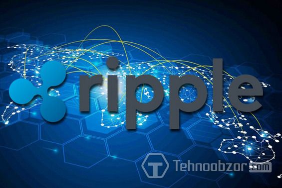 Значок Ripple на фоне цифровой карты