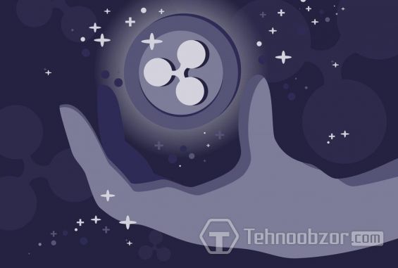 Графическое изображение монеты Ripple в руке