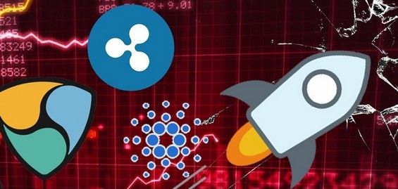 Эмблемы NEM и Ripple возле изображения ракеты