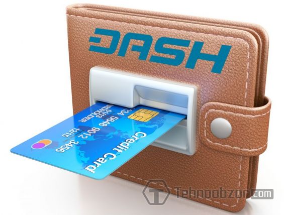 Кошелек с надписью Dash и банковской картой