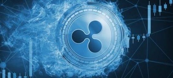 Голубая монета Ripple крупным планом