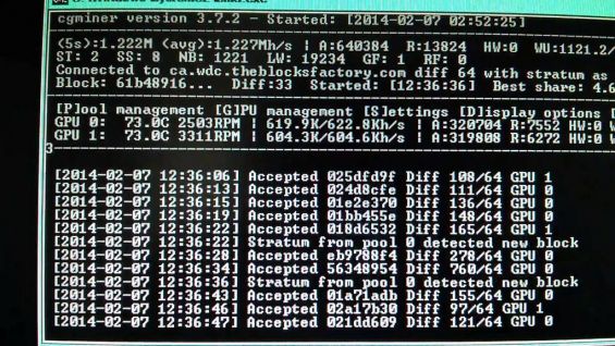 Добыча Биткоинов с помощью программы CGMiner
