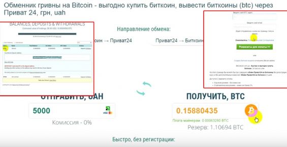 Покупка Биткоинов за гривны через обменник