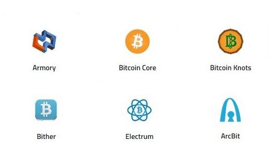 Иконки толстых и тонких Биткоин-кошельков