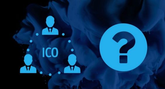 Надпись ICO и человеческие силуэты