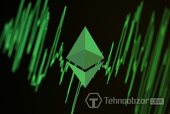 Эмблема Ethereum Classic на фоне линии графика