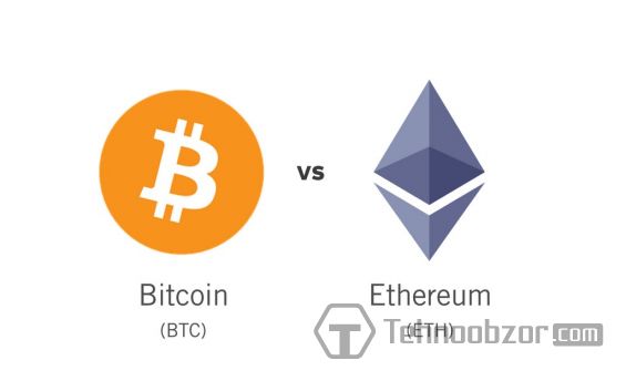 Изображение противостояния Биткоина и Эфириума