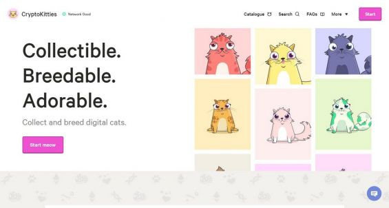 Главное меню игры Ethereum Cryptokitties