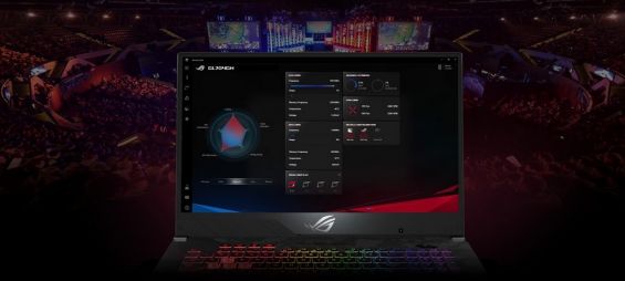 Приложение Armoury Crate запущено на ноутбуке ASUS ROG Strix SCAR II