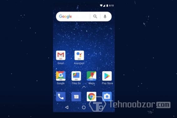 Интерфейс Android 8.0 Oreo (Go Edition)