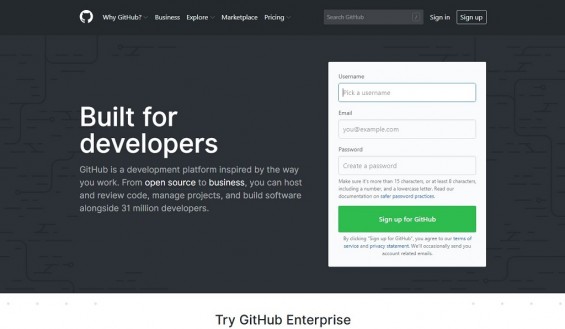 Сайт с исходным кодом github.com