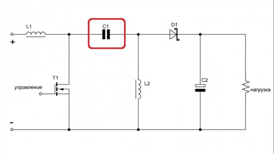Расположение защитного проходного конденсатора