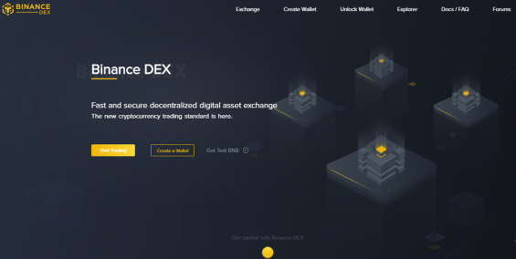 Главная страница Binance DEX