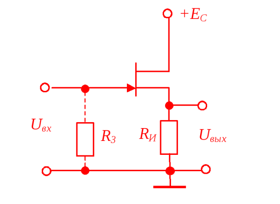 Схема включения полевого транзистора с общим стоком