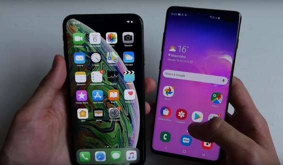 Меню смартфонов iPhone XS Max и Galaxy S10+