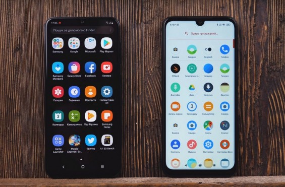 Меню смартфонов Xiaomi Redmi Note 7 и Samsung Galaxy A30