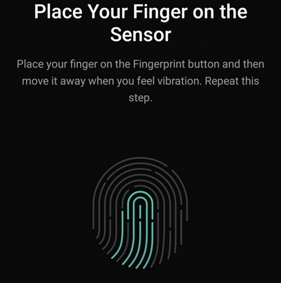 Экран установки отпечатка пальца на Oppo Reno 2