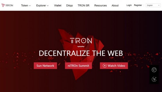 Стартовая страница платформы TRON