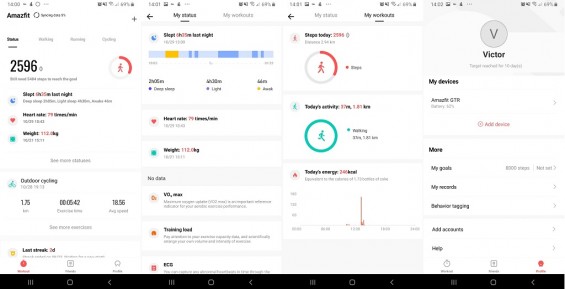 Главный интерфейс Amazfit app