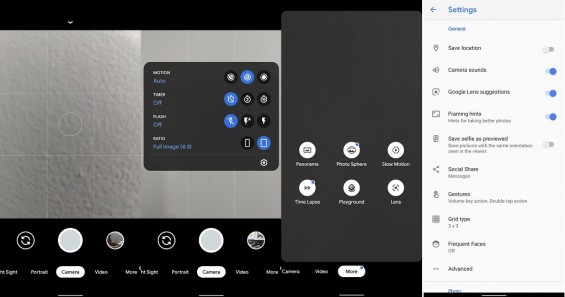 Видоискатель, дополнительные режимы, настройки Google Pixel 4 XL