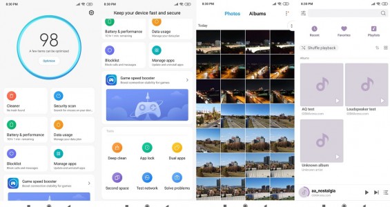 Приложение безопасности, галерея, музыкальный плеер в MIUI 11