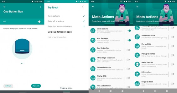 One Button Nav и Moto actions у Moto G8 Plus