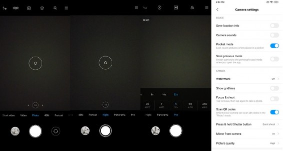 Видоискатель и настройки камеры Xiaomi Redmi Note 8T