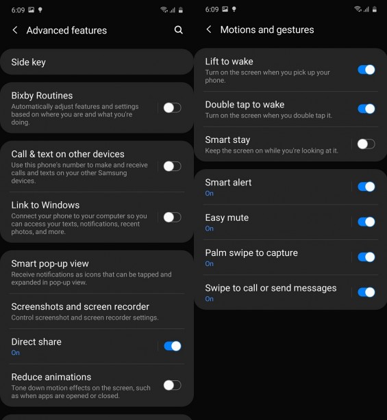 Расширенные настройки и жесты на Samsung Galaxy S10 Lite