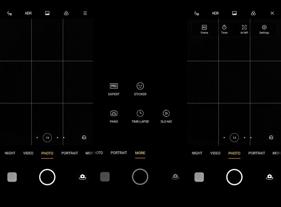 Меню камеры Oppo Reno 3 Pro