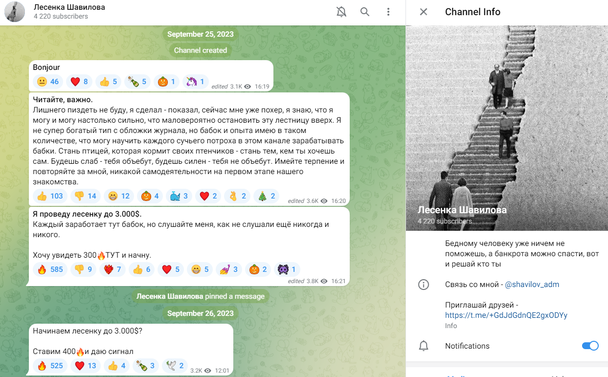 телеграмм канал Лесенка Шавилова
