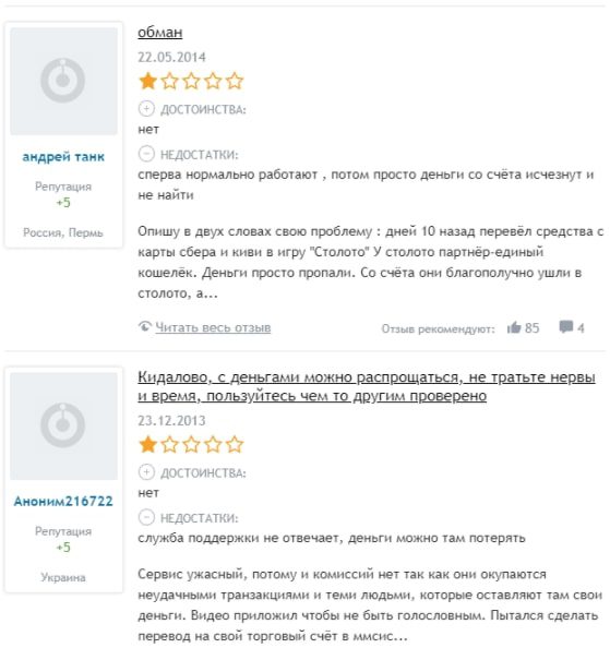 Wallet One отзывы