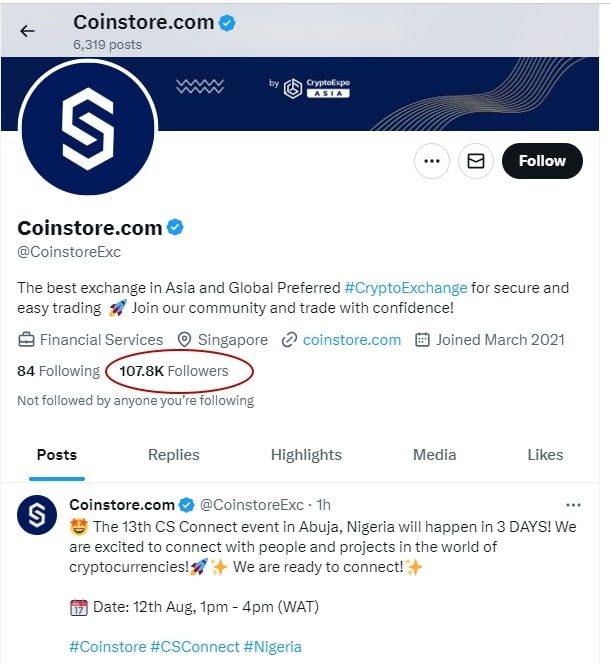 coinstore твиттер