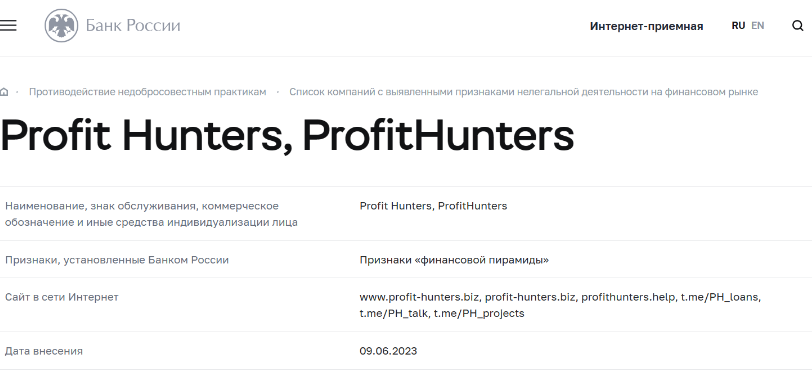 инвестиционный проект profit hunters