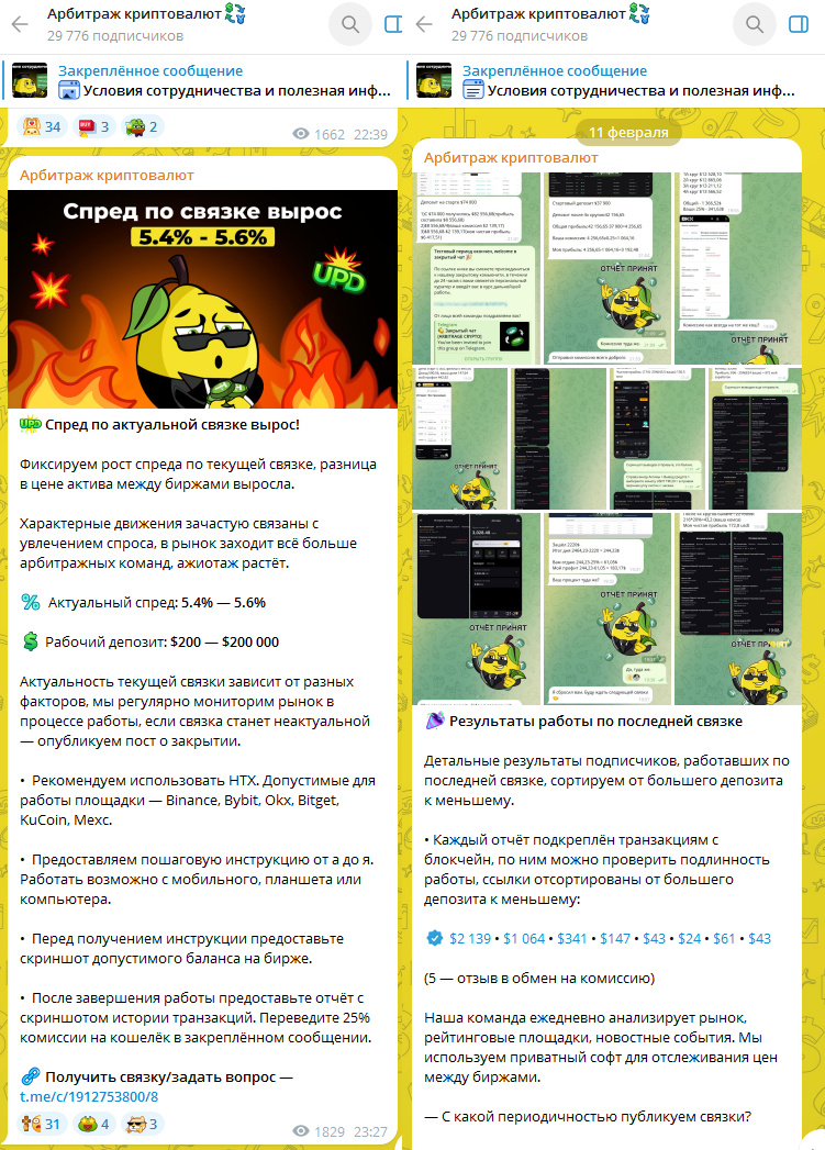 отзывы о телеграм канале arbitragelemon