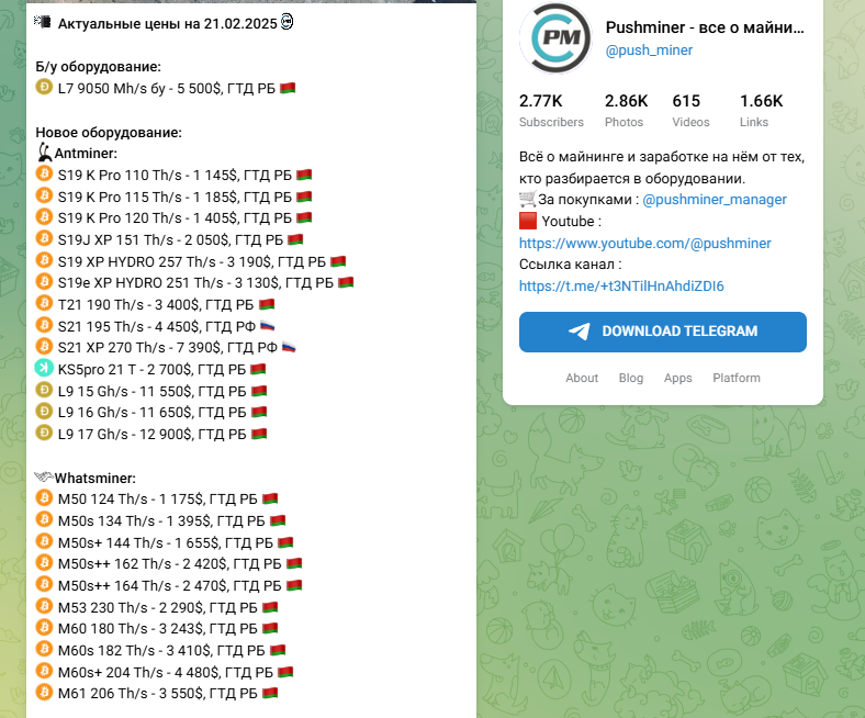Pushminer ru оборудование для майнинга
