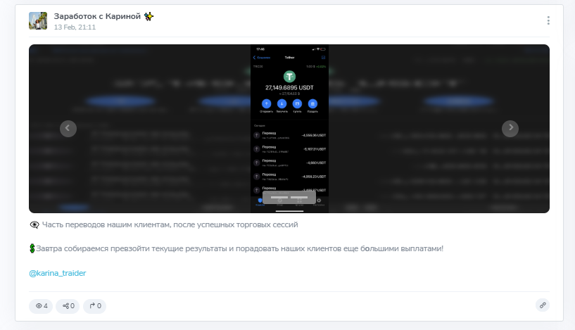 заработок с кариной тг
