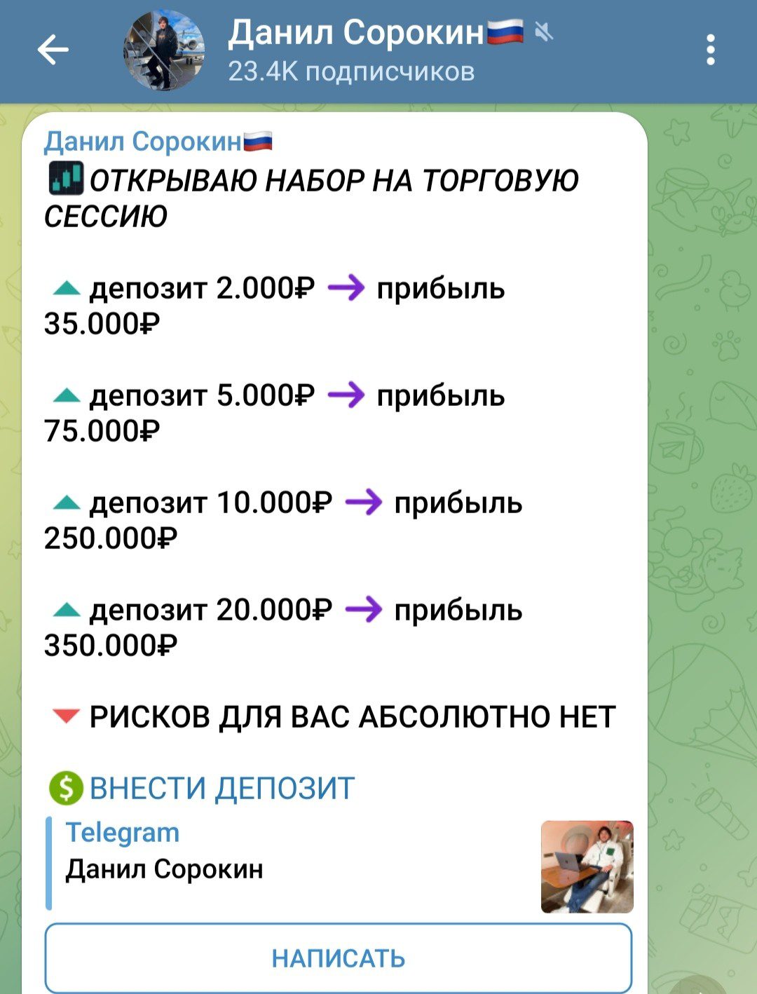 Условия инвестирования Данил Сорокин