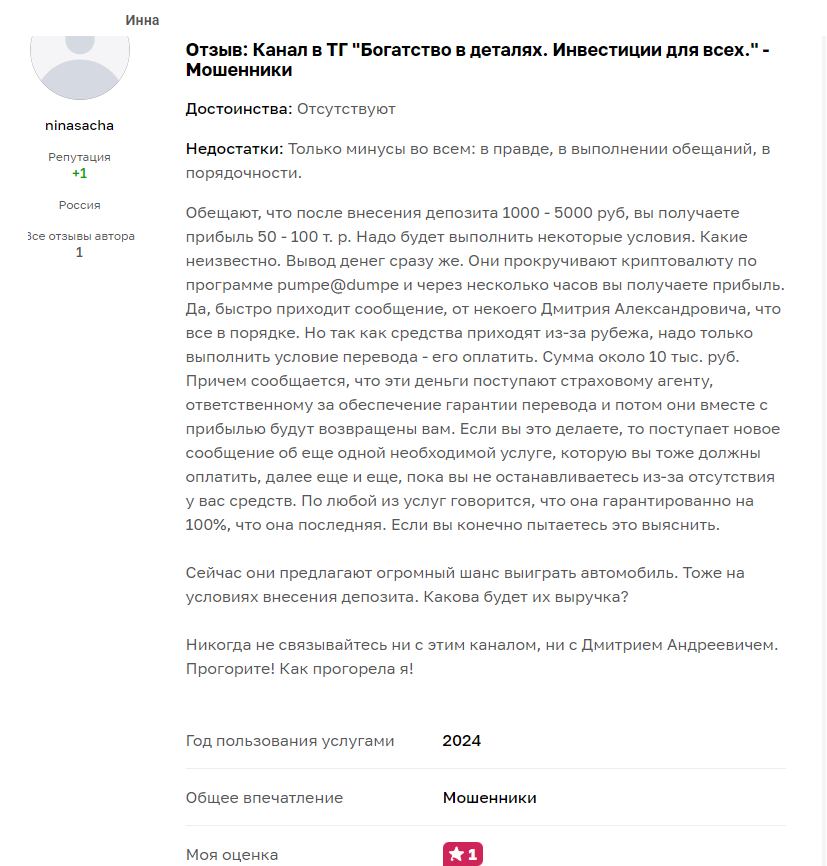 проводин дмитрий николаевич инвестор отзывы