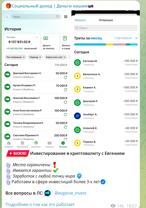 социальный доход деньги нашим тг канал